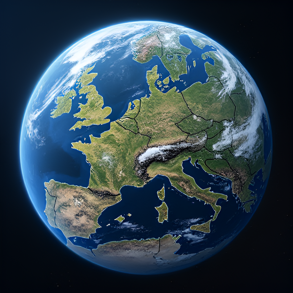 A composite image showing the Earth from space, with a highlighted area over Brittany, France, as seen by a satellite like NASA's Terra