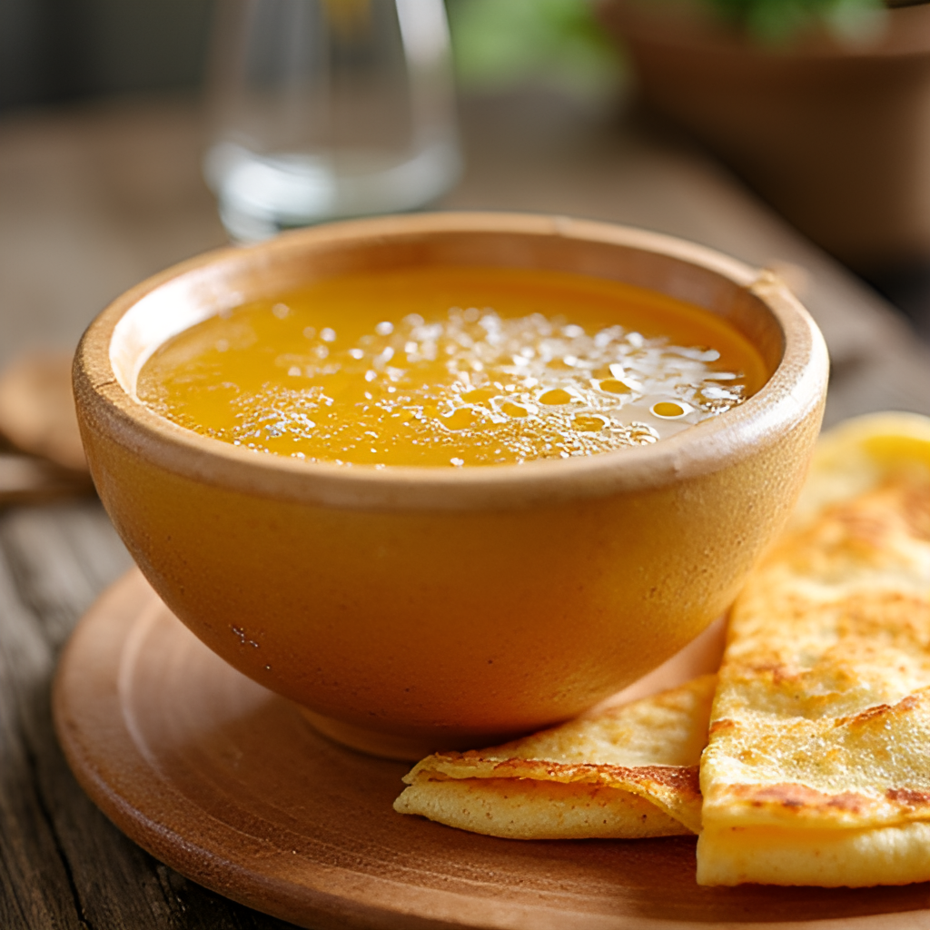A vibrant image depicting a traditional Breton 'bolée' (cider bowl) filled with golden cider, placed next to a stack of Breton crêpes or galettes, highlighting the cultural pairing of cider and Breton cuisine.