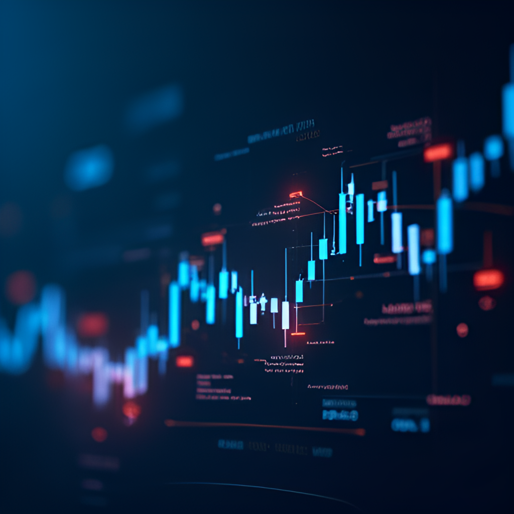 A visual representation of stock market data, showing a graph with upward trends and financial indicators, overlaid with the ELET3 ticker symbol, signifying investment analysis.