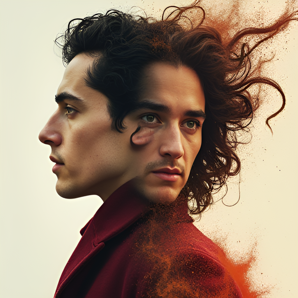 A visually striking image representing the versatility of Timothée Chalamet's roles, perhaps a collage or split image showing him as Paul Atreides from Dune on one side and Willy Wonka from Wonka on the other, in a dynamic or artistic style.