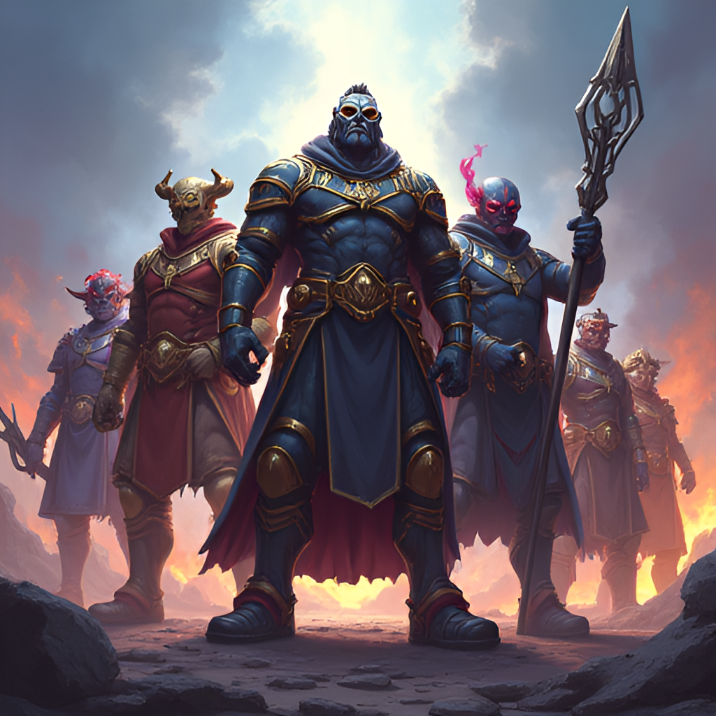A dynamic illustration showcasing a diverse group of iconic League of Legends champions from different roles (e.g., a tank, a mage, an ADC) standing together, looking ready for battle. The style should be epic and highlight character diversity.